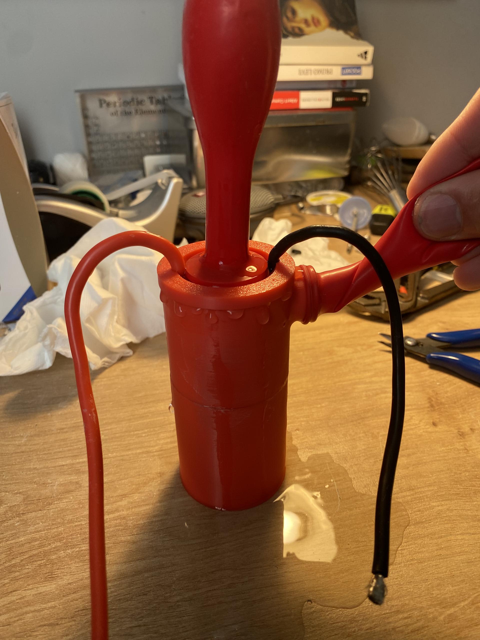 Close-up of electrode setup