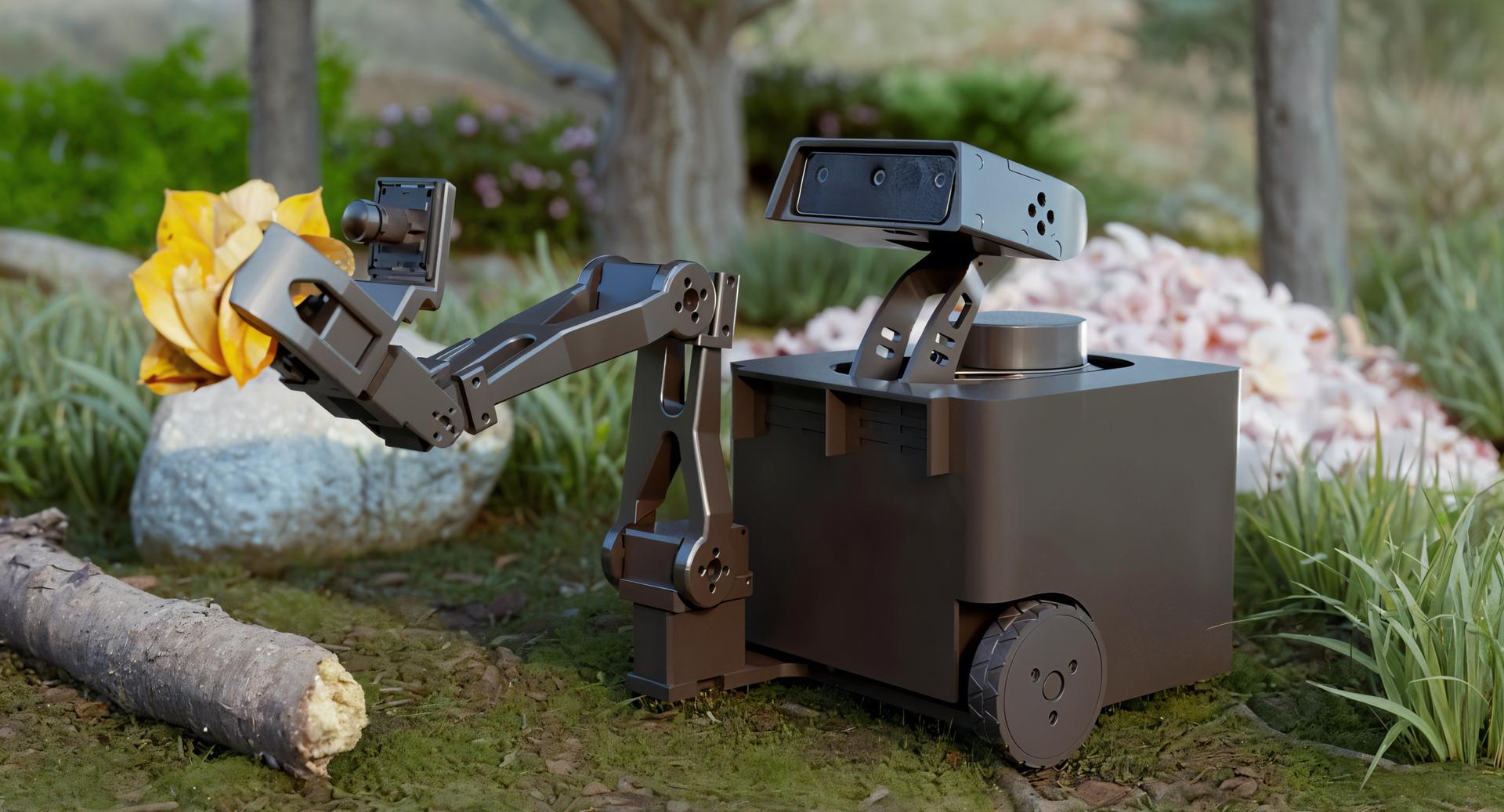 Render of the Innate robot in a forest setting