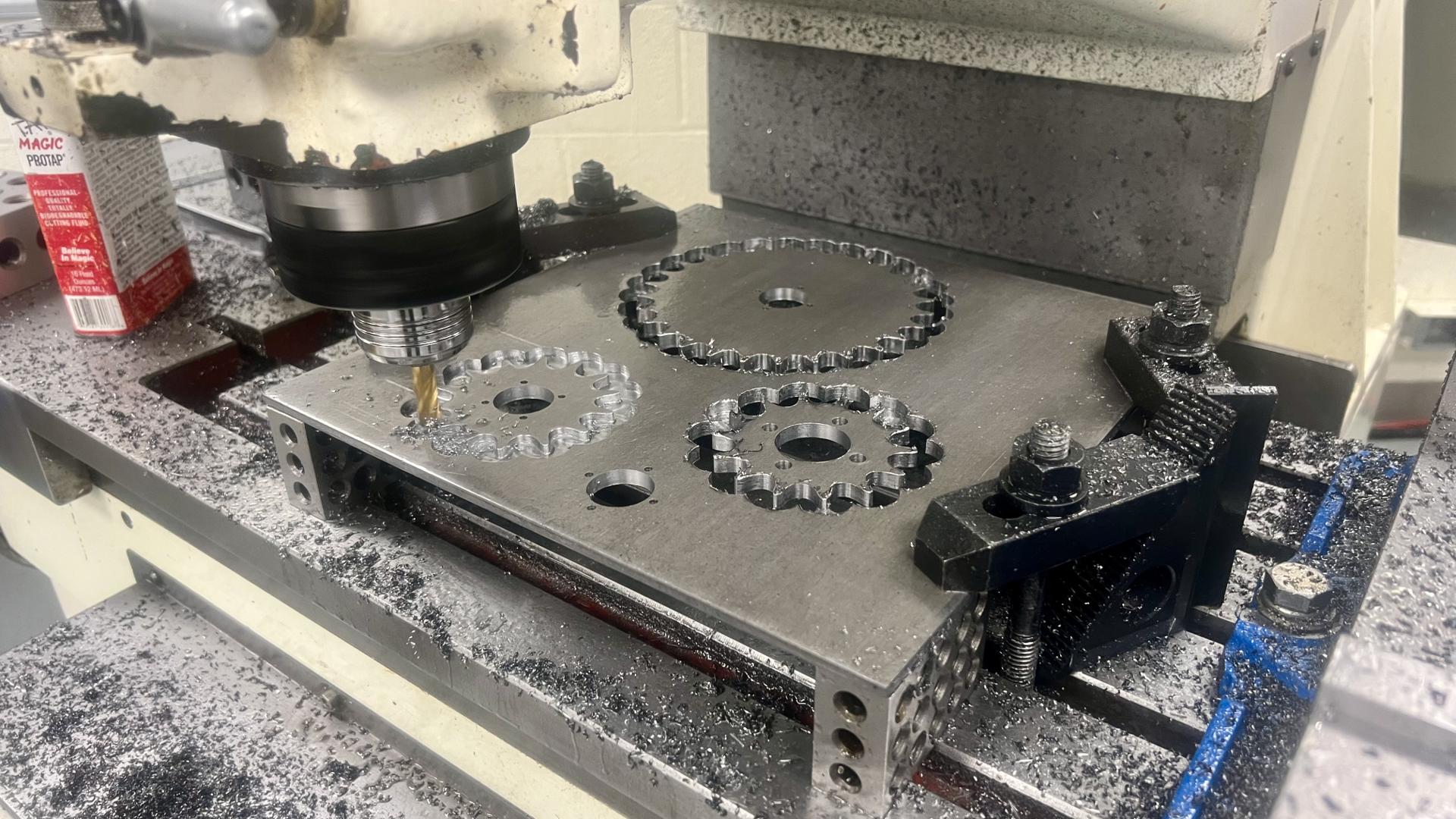 Machining the sprockets on the CNC mill