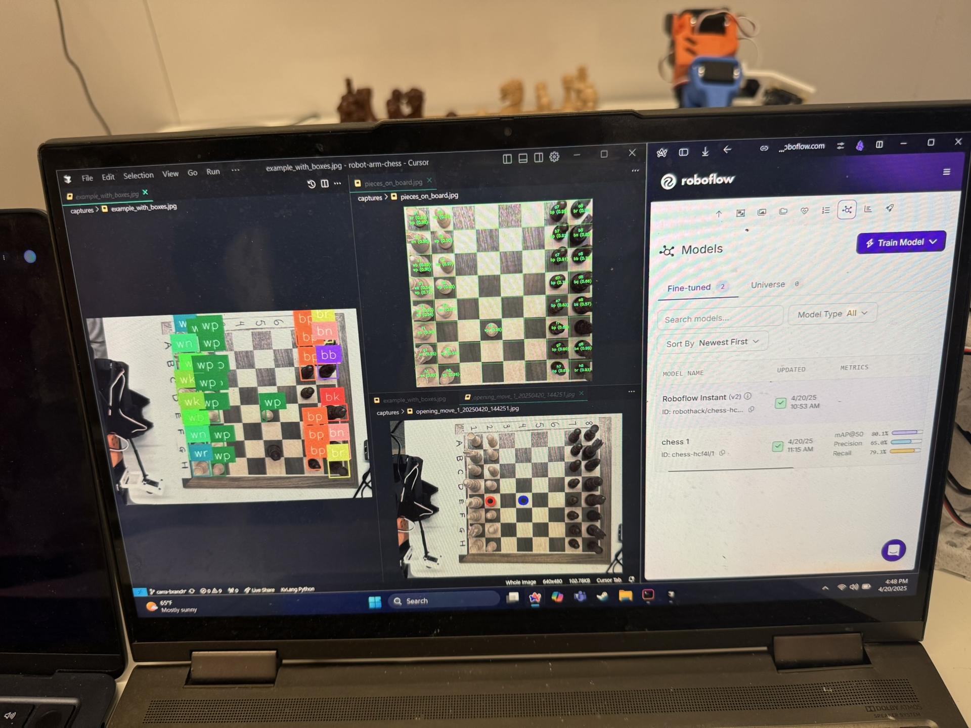 Computer vision system detecting chess board state