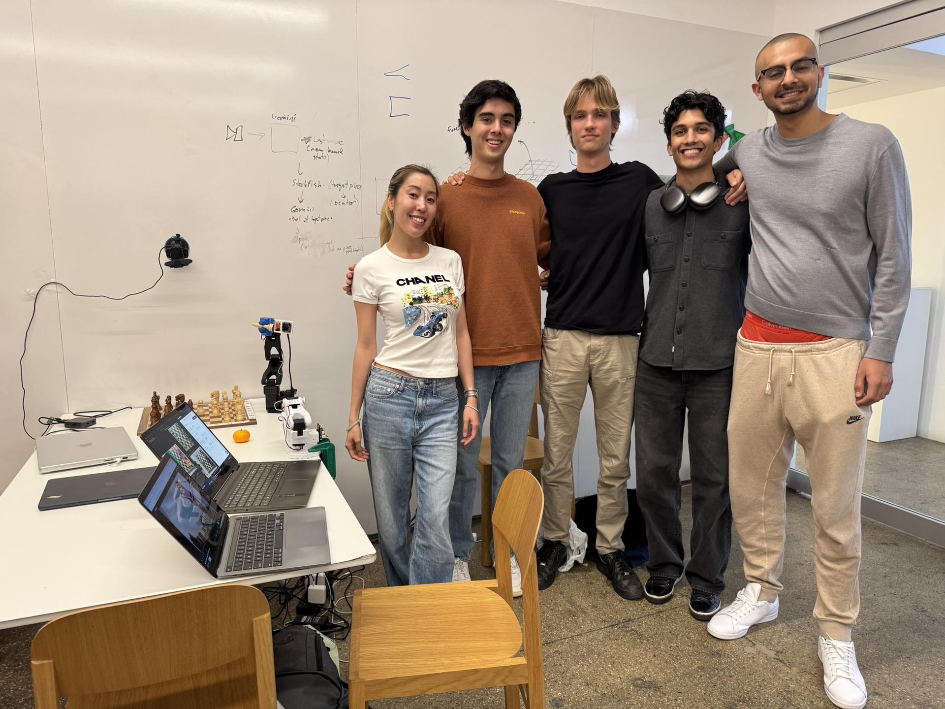 Hackathon team with the Raju robot